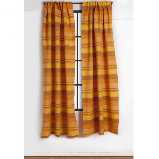 Multi-Stripe Woven Curtain - Ocher